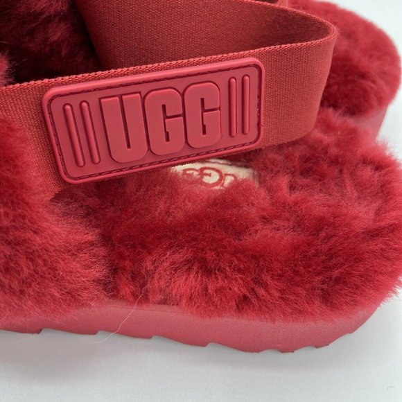 UGG Women's SUPER FLUFF SLIPPERS in RIBBON RED sz 8 1121751-NEW w/marks on soles - Picture 8 of 15